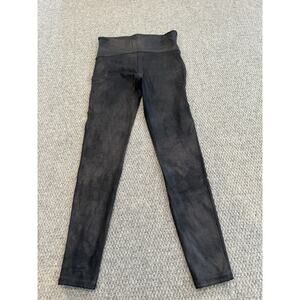 Spanx Black Faux Suede Leggings Women’s L High Rise Stretch Pull On Shapwear